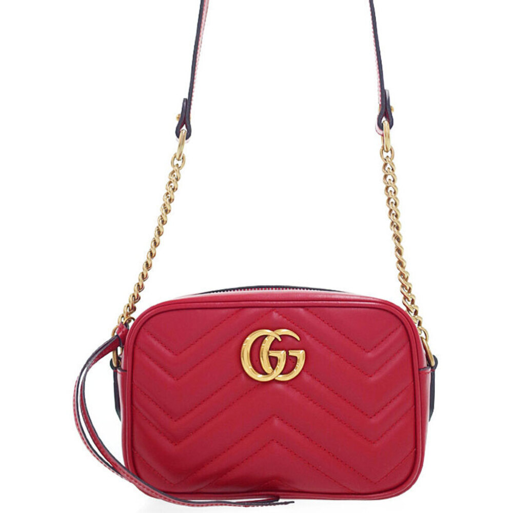 Gucci Quilted GG Marmont Shoulder Bag Red - Picture 2 of 9